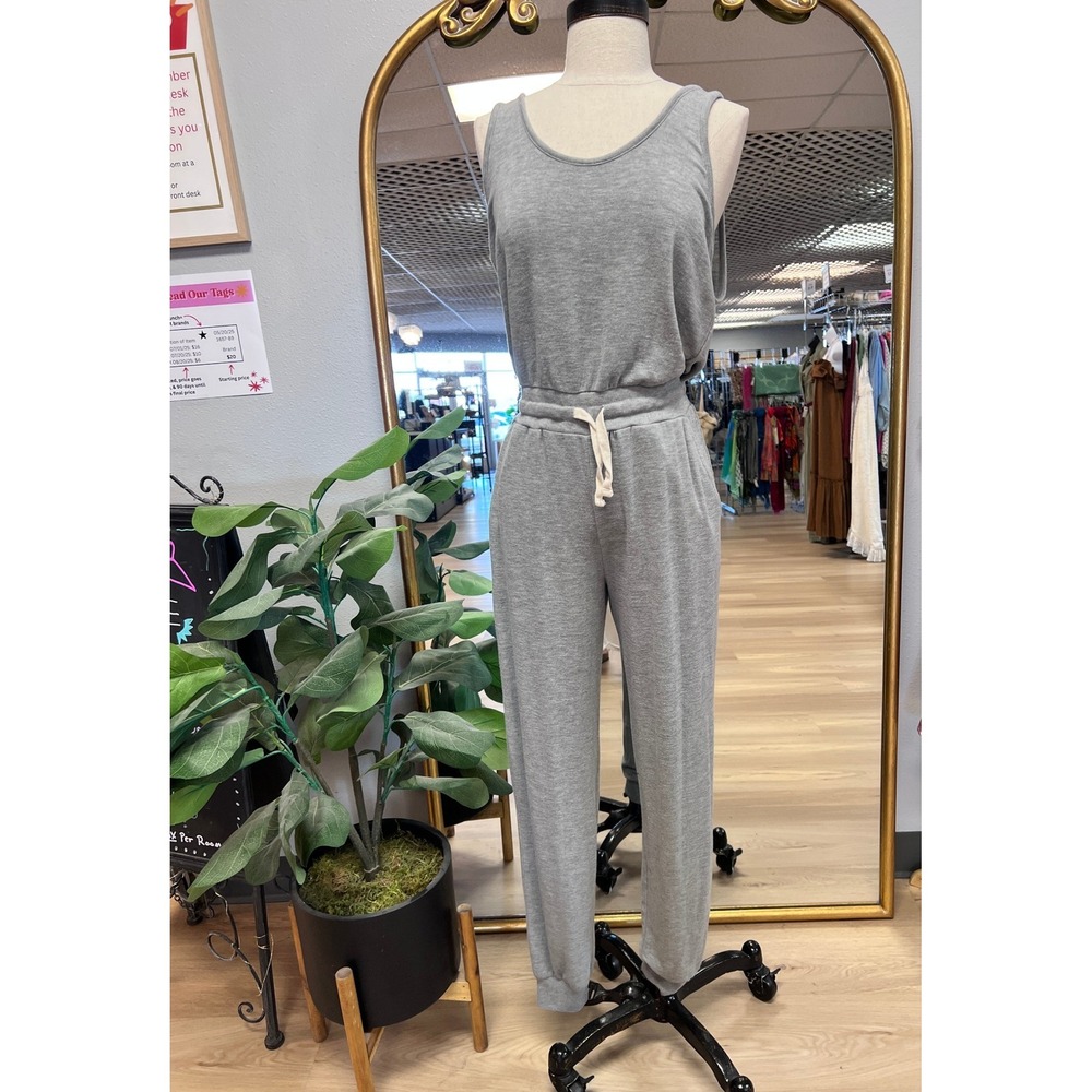 Spiritual Gangster Jumpsuit Womens Small Gray Excellent Sleeveless Jogger Knit